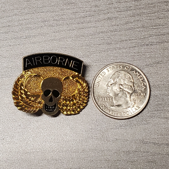 Airborne Army Military Skull w Wings Pin - Picture 7 of 8